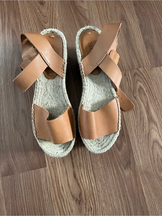 Soludos Shoes - Soludos Tan Leather Espadrille Platform Sandals